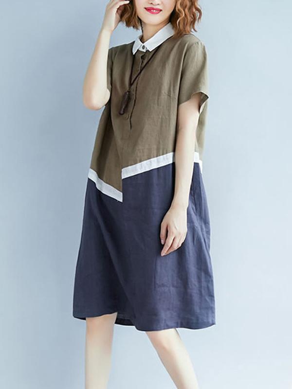 Loose Split-joint Shirt Dress