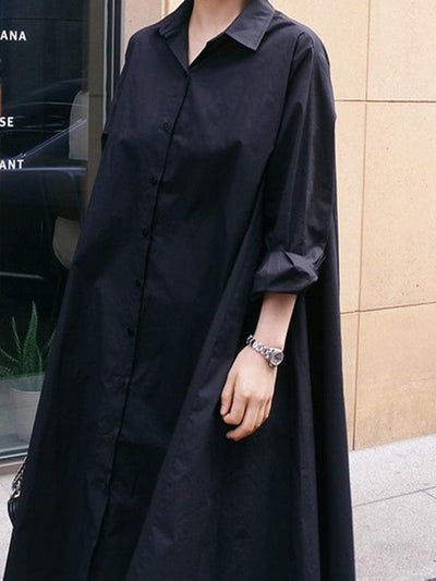 Casual Cropped Long Shirt Dress