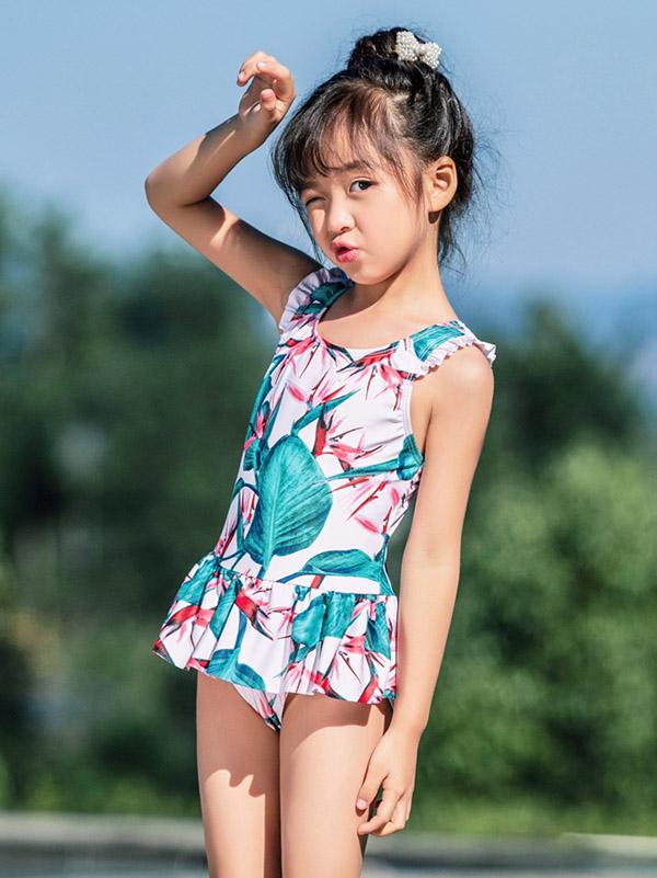 AONIHUA Floral Bowknot Girl Swimwear