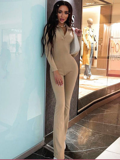 Solid Color Long Sleeves Jumpsuits