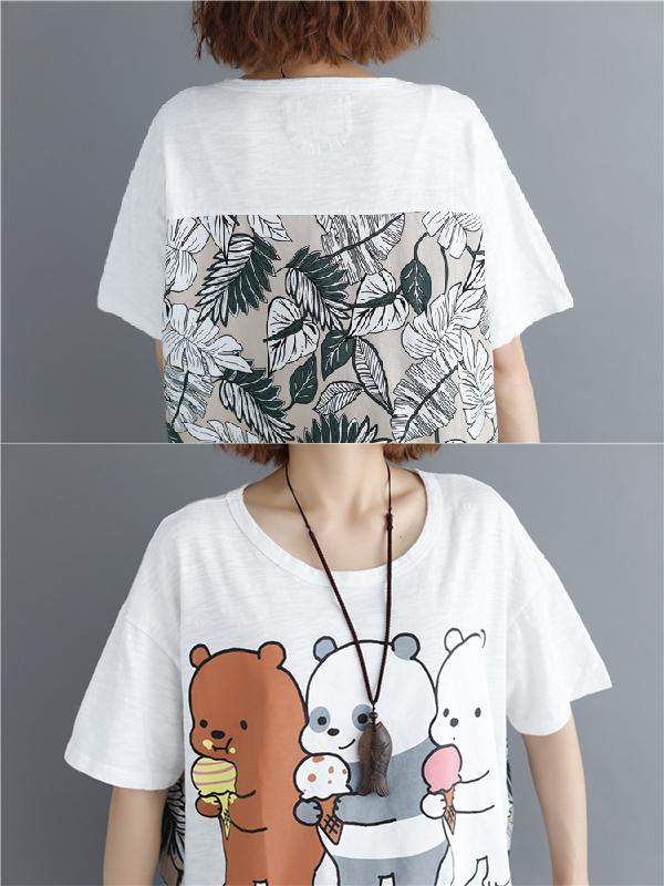 Oversize Printed Cartoon High-low T-Shirt