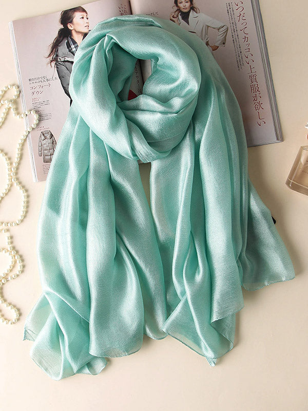 Casual Solid Color Keep Warm Sun Protection Silk Shawl&Scarf