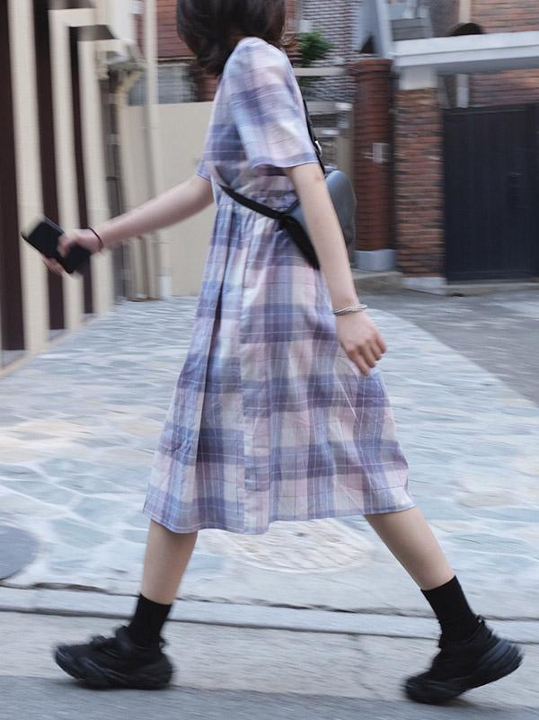 Vintage Plaid Puff Sleeves Dress