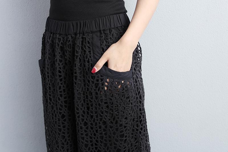 Black Plain Loose Casual Wide Leg Pants