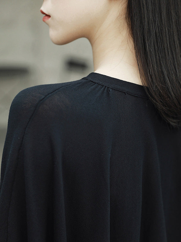 Fashion Batwing Sleeves Half Sleeves Split-Side Blouses Top