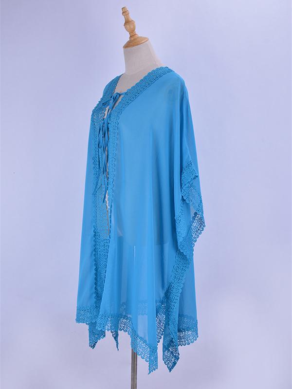 Asymmetric Lacy Split-joint Mini Kaftan Cover-up