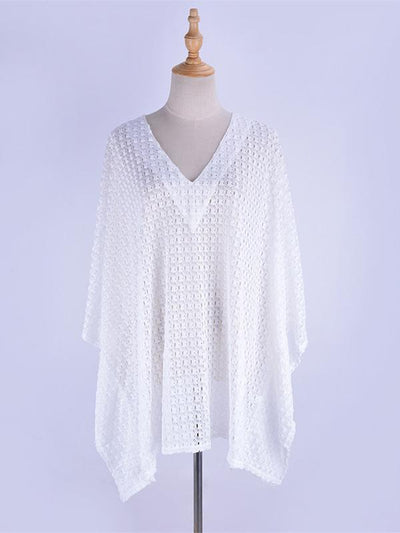 Lace Hollow Batwing Sleeves Kaftan Cover-up