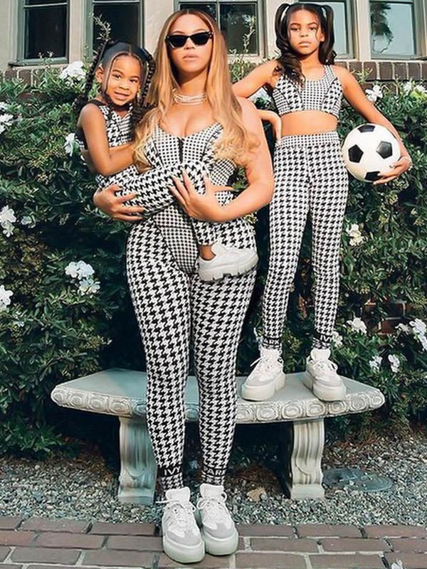 Checkerboard Zipper Bra&Leggings Sports Suits