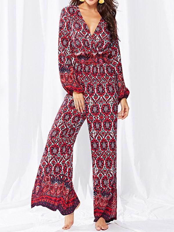 Long Sleeves Printed Jumpsuits