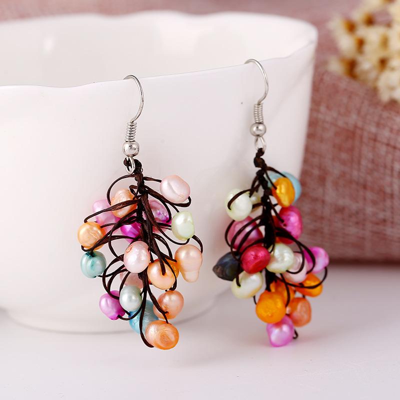 Buykud Fashion Natural Pearl String Earrings