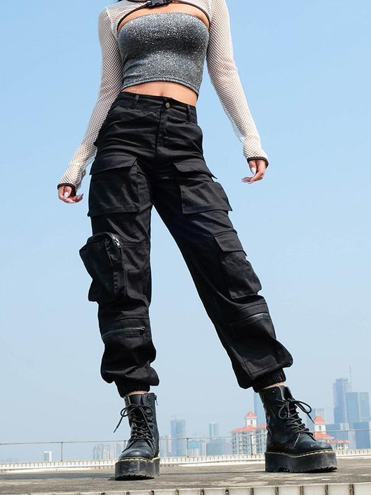 High Waist Multi Pockets Jogger Pants