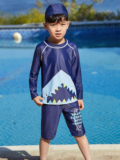 AONIHUA Navy Blue Boy Swimwears