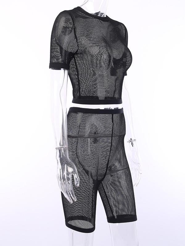 Casual Mesh See-through Sport Suits