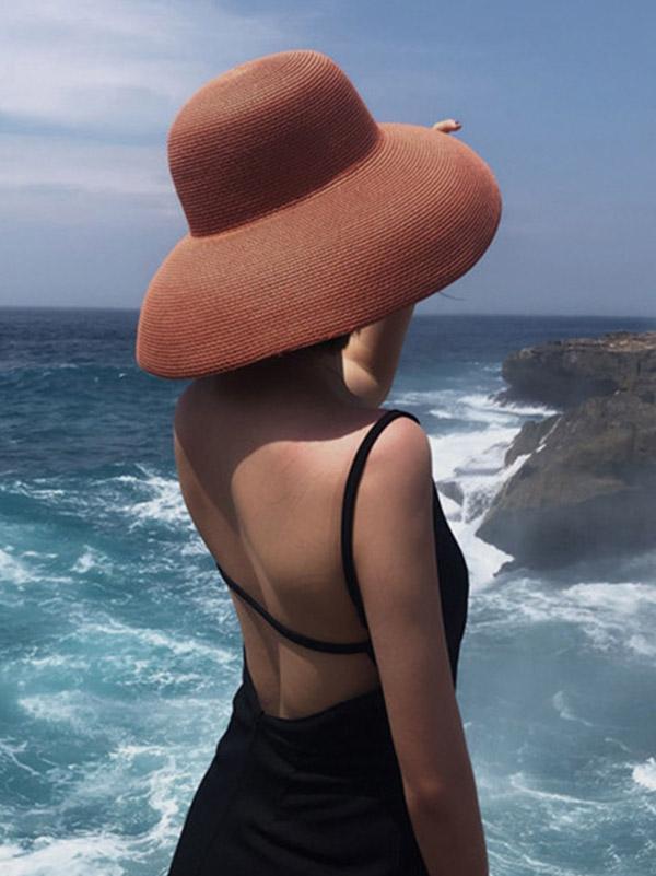 Leisure Long-Brim Sun-Protection Straw Hat