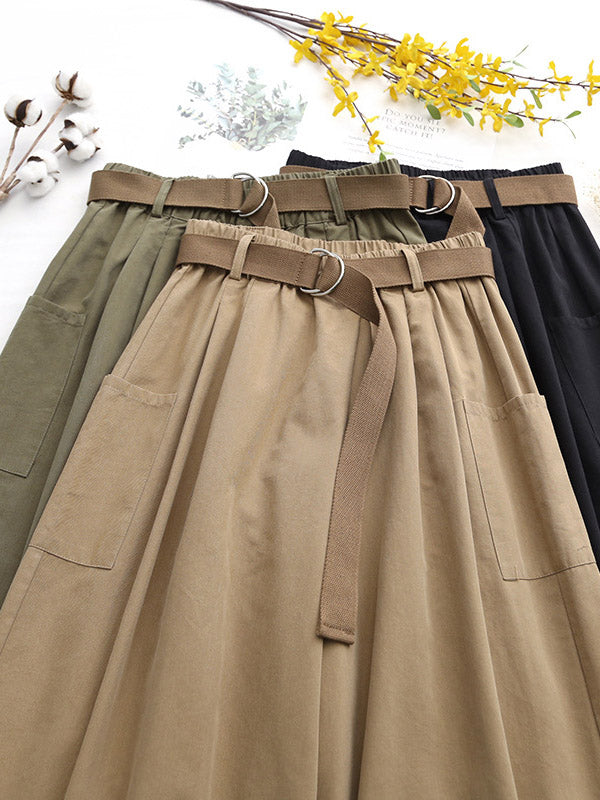 Urban Solid Color Empire Waisted Loose Wide Leg Pants