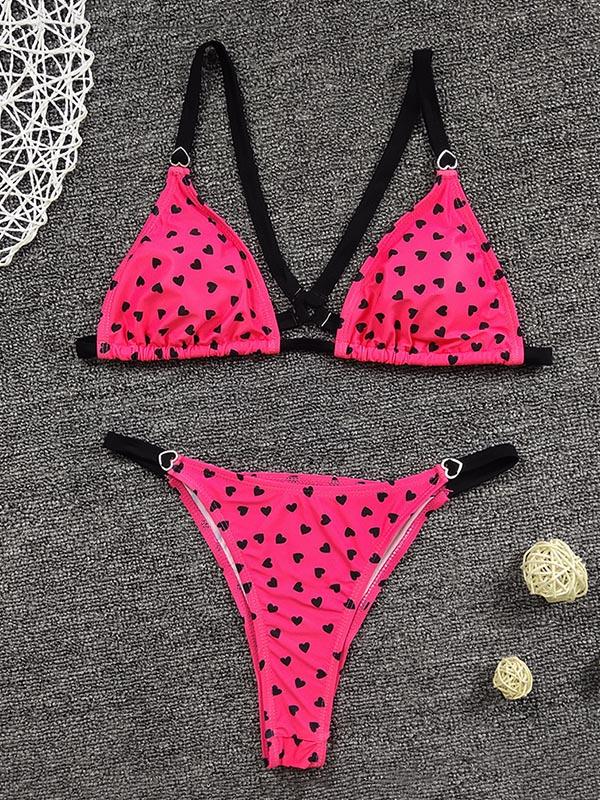 Sexy Spaghetti-Neck Backless Polka-Dot Bikini Swimsuit