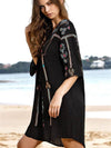 Black Floral V-neck Mini Cover-up