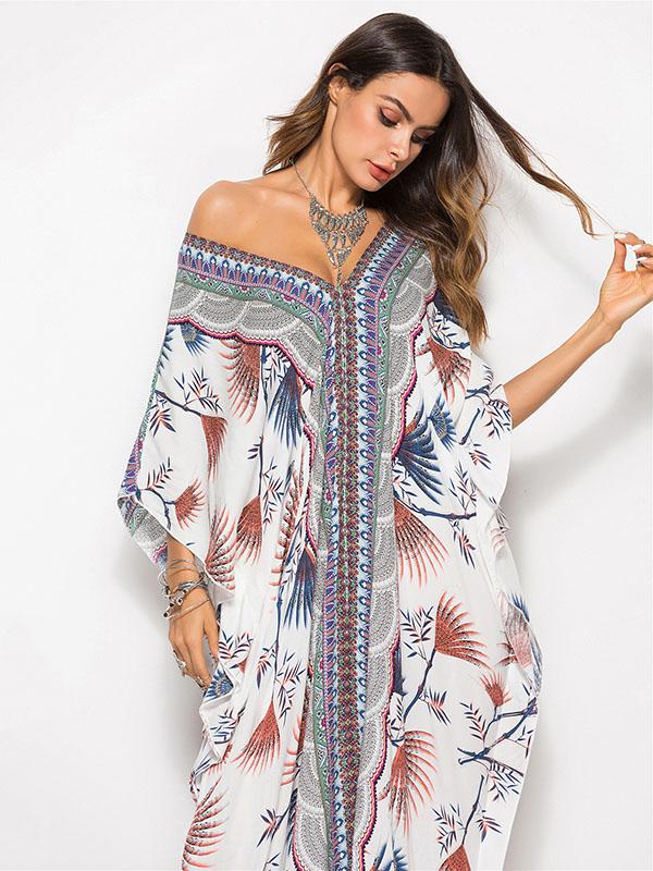 Loose Floral Printed Beach Kaftans