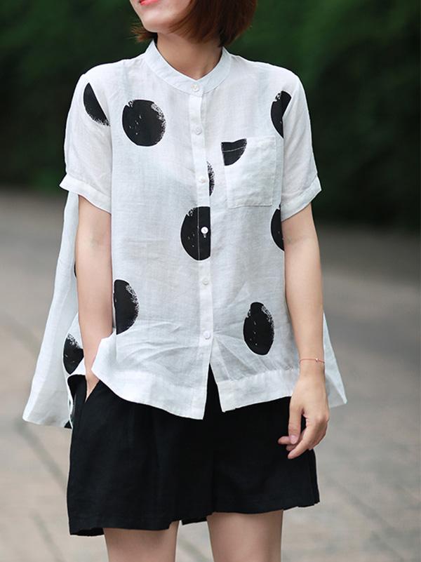 Loose A-line Polka-dot T-shirt