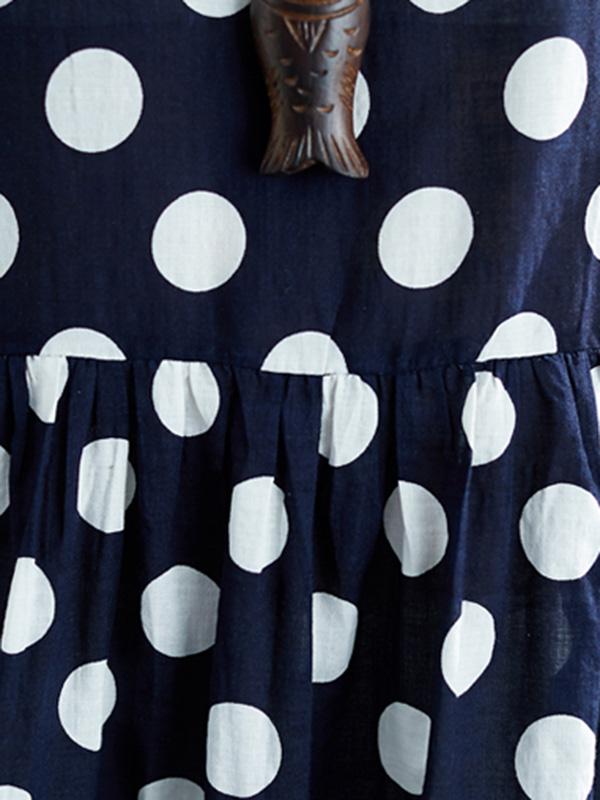 Loose A-line Polka-dot Long Dress