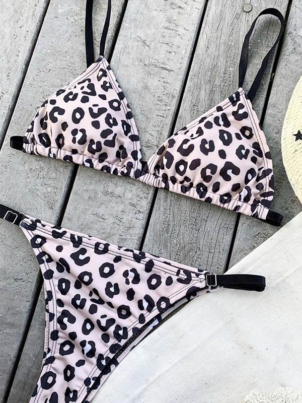 Sexy Triangles Printing Split Bikini Swimsuit