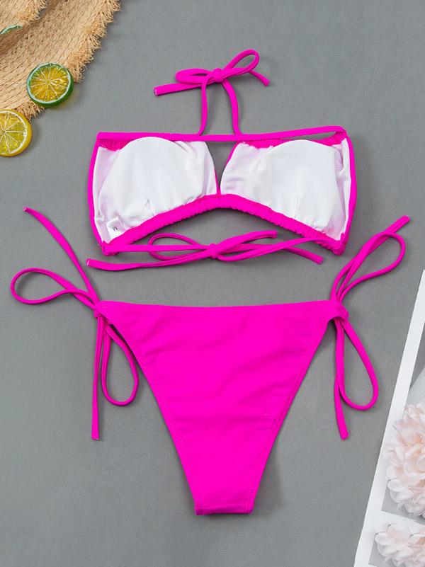 Sexy Drawstring Bandage Split Type Bikini Swimsuit