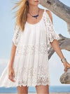 Lace Split-joint Cold-shoulder Mini Dress