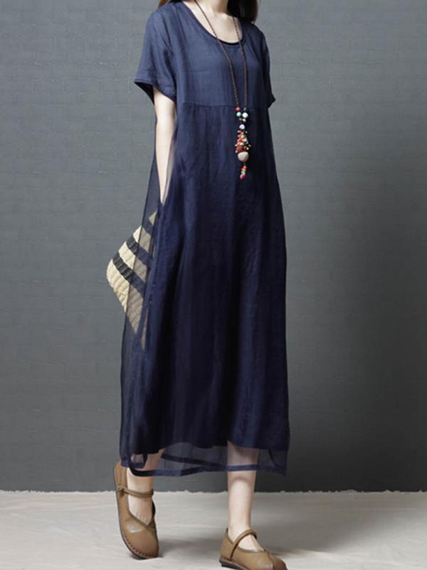 Loose Grenadine Split-joint Long Dress