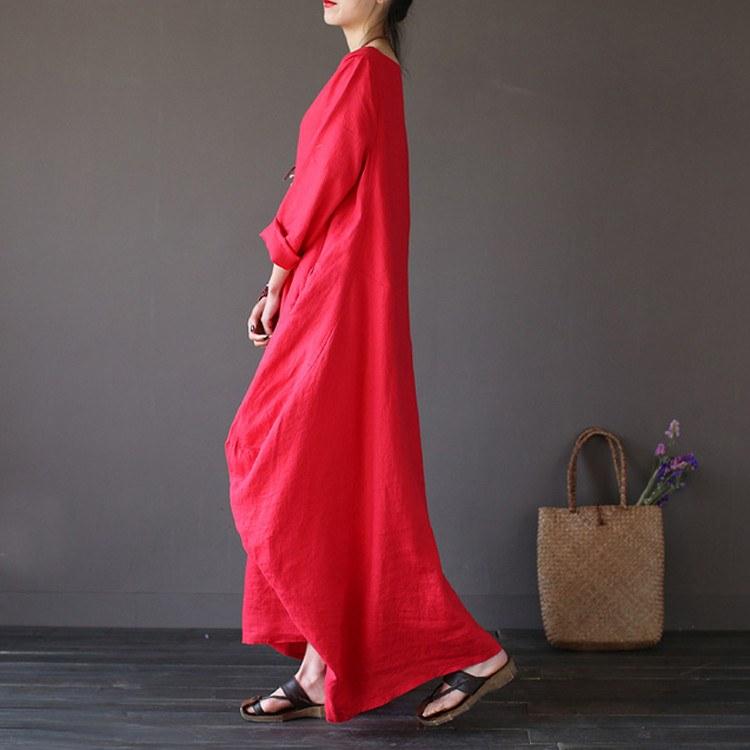 Women summer printing cotton linen loose dress