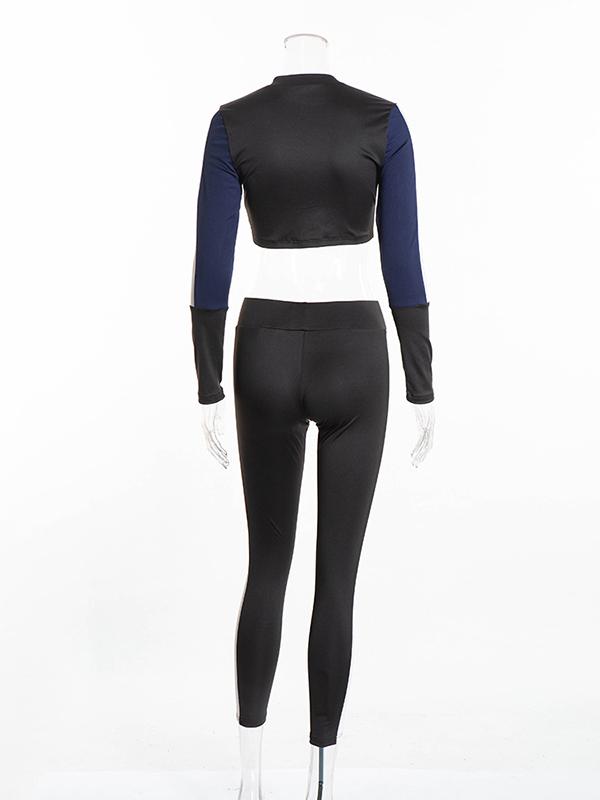 Long Sleeve Crop Tees And Leggings Suits