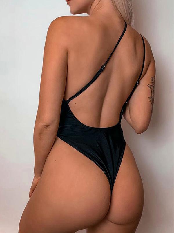 Sexy One-Shoulder Hollow One-Piece Swimwear