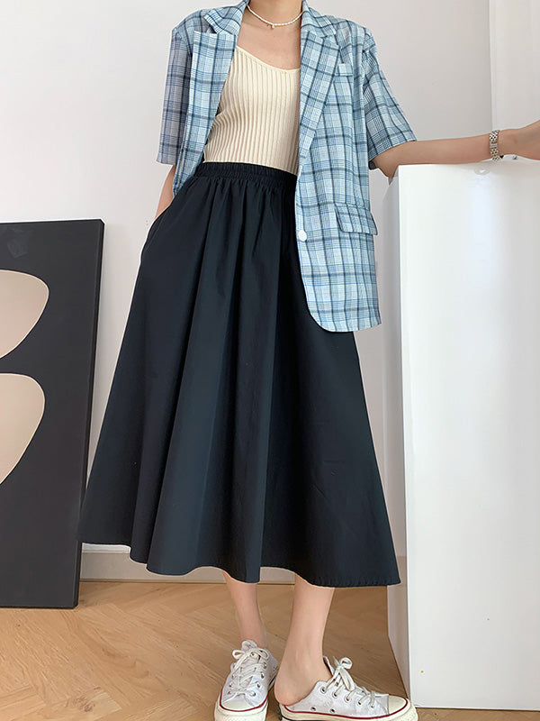 Urban Solid Color Pleated A-Line Skirts