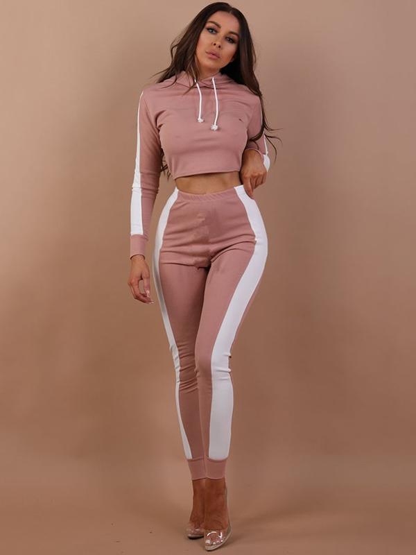 Two Tone Long Sleeve Hoodies And Leggings Suits