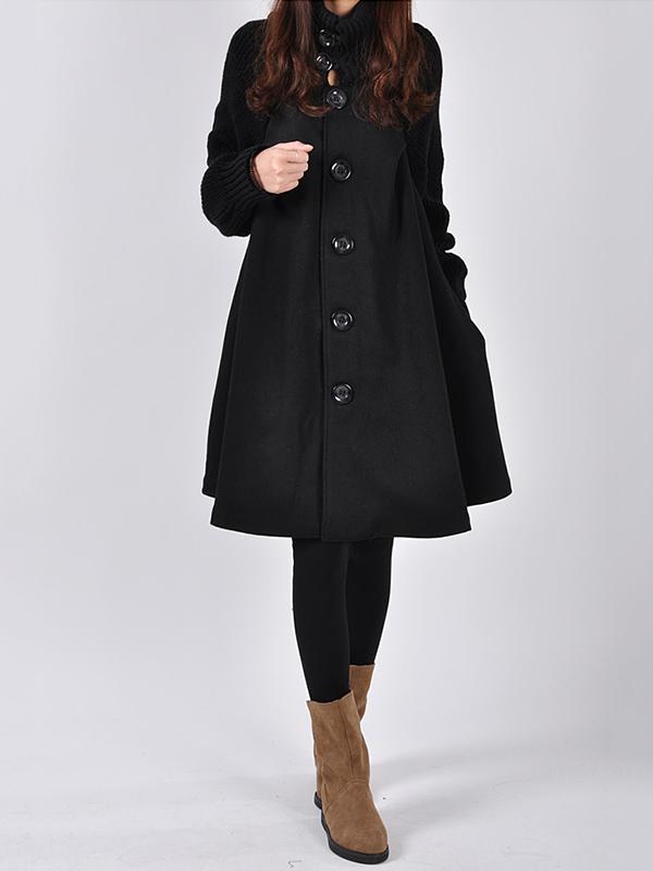 Casual A-line High-neck Cape Coat