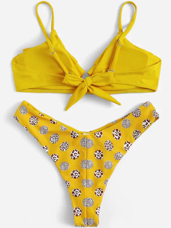 Falbala Polka Dot Split Bikini Swimsuit