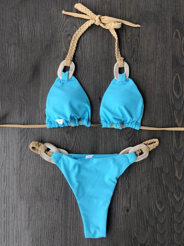 Sexy Braiding Bandage Split Type Bikini Swimsuit