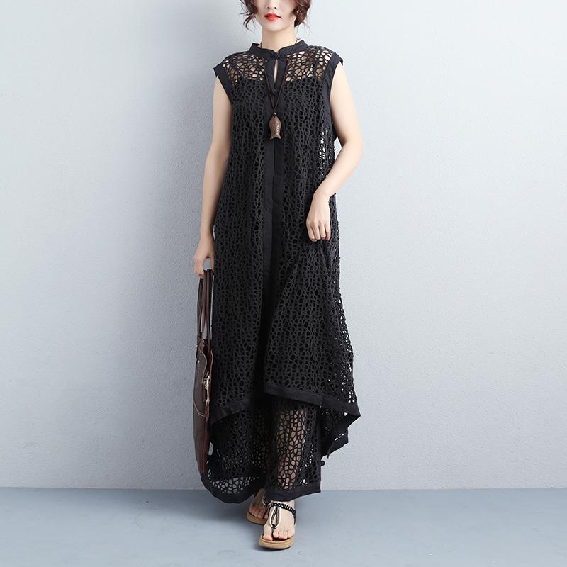 Black Plain Loose Casual Wide Leg Pants