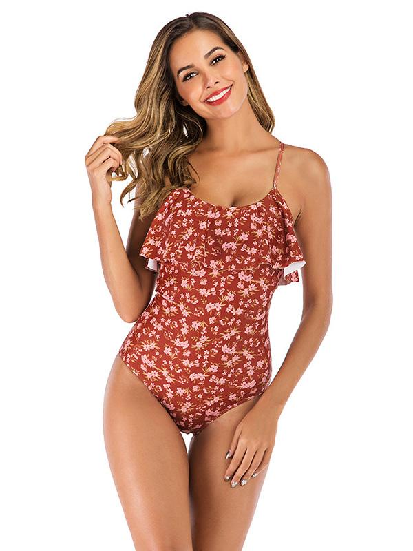 Ruffled Printed Plaid One-Piece Swimsuit