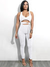 Front Bandage Hollow Out Jumpsuits