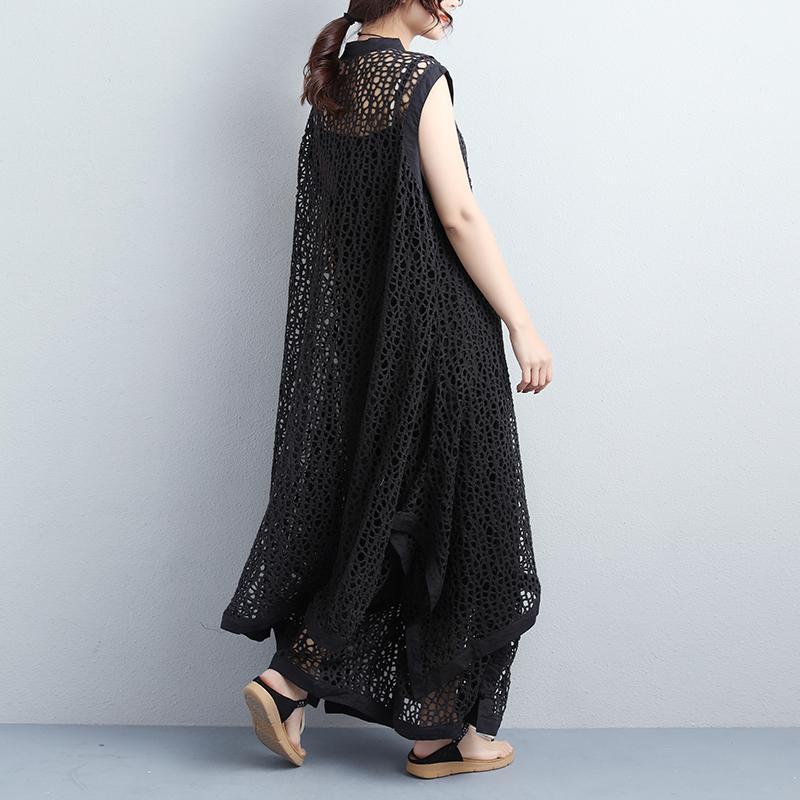 Black Plain Loose Casual Wide Leg Pants