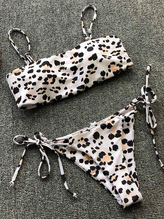 Sexy Leopard Print Bandge Bikinis Swimsuit