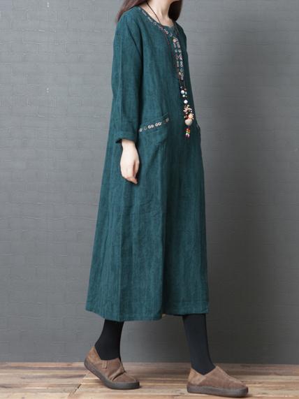 3 Colors Long Sleeves Long Dress