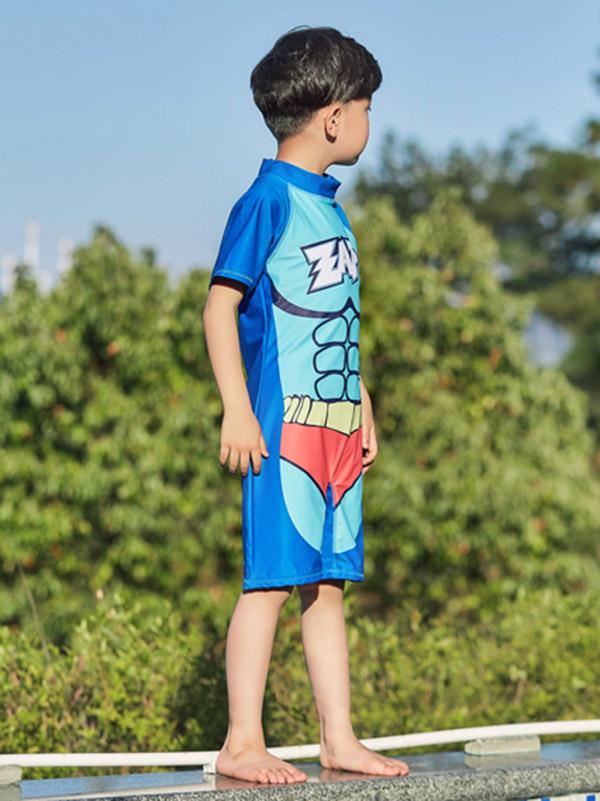 AONIHUA Blue Printed Boy Swimwear