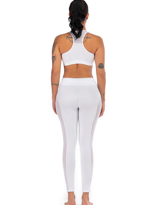 Mesh Racerback Tanks And High Waist Leggings Suits