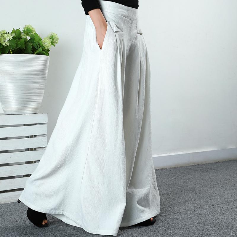 Buykud Comfortable Solid Color Loose Wide Leg Pants