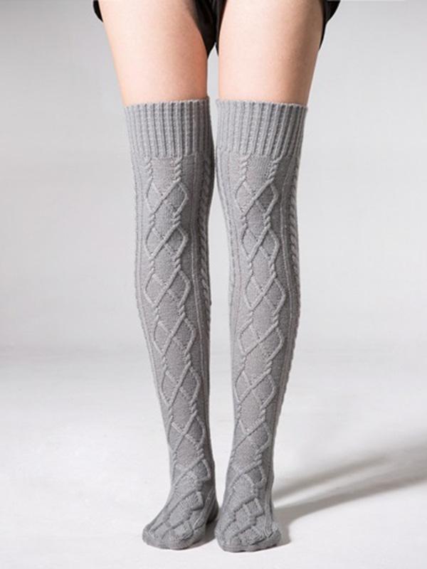 Knitting Over Knee-high 4 Colors Stocking