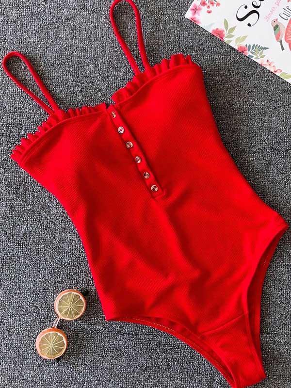 Backless Plain One-piece Swimmer