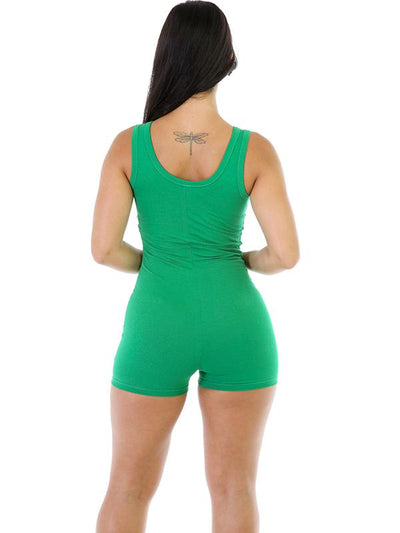 Solid Round Neck Yoga Romper