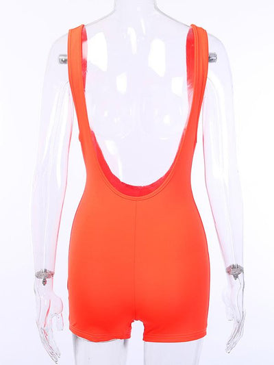 Solid Backless Yoga Romper