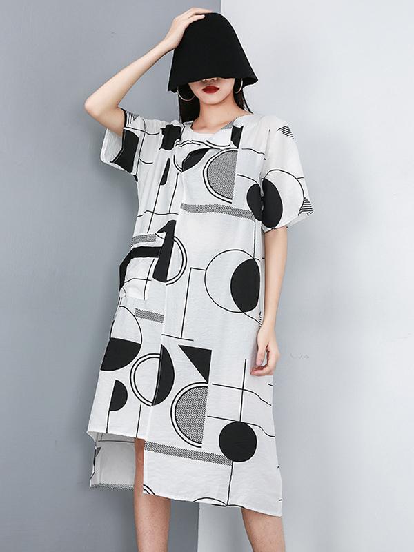 Irregular Printed Long Dress